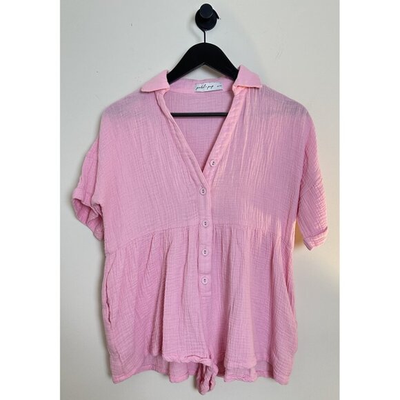 PETAL & PUP Winny Crinkle Cotton Romper in Pink Size US 4 - Picture 5 of 14
